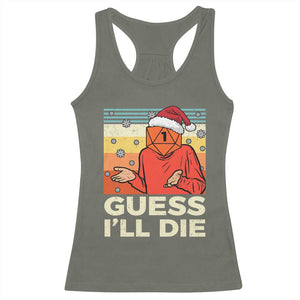 Funny Christmas Rpg Gamer Racerback Tank Top Guess l Will Die Retro Dice Santa Hat - Print Your Wear