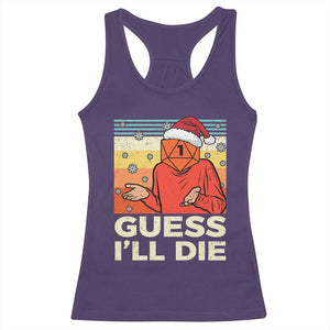 Funny Christmas Rpg Gamer Racerback Tank Top Guess l Will Die Retro Dice Santa Hat - Print Your Wear