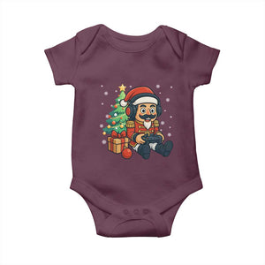 Funny Christmas Video Game Nutcracker Xmas Tree Gamer Baby Onesie TS11 Maroon Print Your Wear