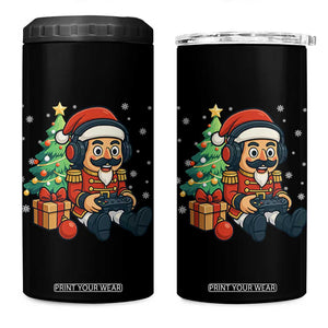 Funny Christmas Video Game Nutcracker Xmas Tree Gamer 4 in 1 Can Cooler Tumbler TS11 One Size: 16 oz Black Print Your Wear