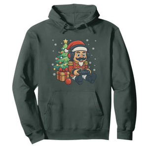 Funny Christmas Video Game Nutcracker Xmas Tree Gamer Hoodie TS11 Dark Forest Green Print Your Wear