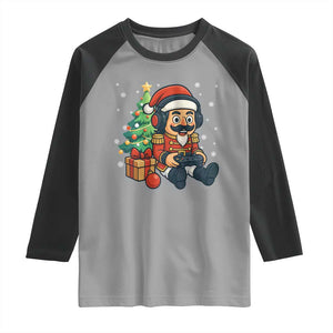 Funny Christmas Video Game Nutcracker Xmas Tree Gamer Raglan Shirt TS11 Sport Gray Black Print Your Wear