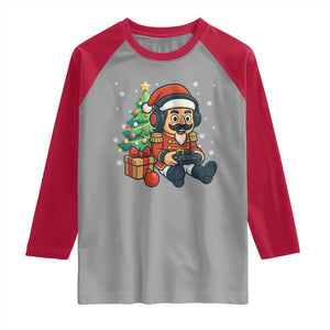 Funny Christmas Video Game Nutcracker Xmas Tree Gamer Raglan Shirt TS11 Sport Gray Red Print Your Wear