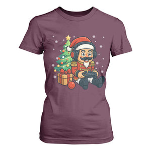 Funny Christmas Video Game Nutcracker Xmas Tree Gamer T Shirt For Women TS11 Maroon Print Your Wear