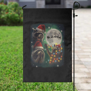Funny Three Raccoons With The Moon Christmas Garden Flag Santa Sleigh TS11 Print Your Wear