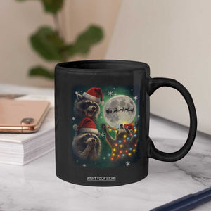 Funny Three Raccoons With The Moon Christmas Coffee Mug Santa Sleigh TS11 Print Your Wear