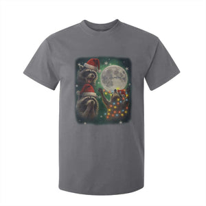 Funny Three Raccoons With The Moon Christmas T Shirt For Kid Santa Sleigh TS11 Charcoal Print Your Wear