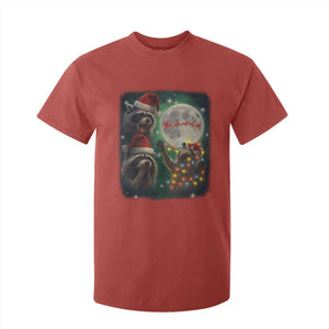 Funny Three Raccoons With The Moon Christmas T Shirt For Kid Santa Sleigh TS11 Red Print Your Wear
