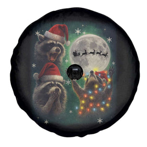 Funny Three Raccoons With The Moon Christmas Spare Tire Cover Santa Sleigh TS11 Print Your Wear