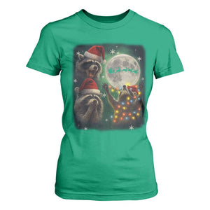 Funny Three Raccoons With The Moon Christmas T Shirt For Women Santa Sleigh TS11 Irish Green Print Your Wear