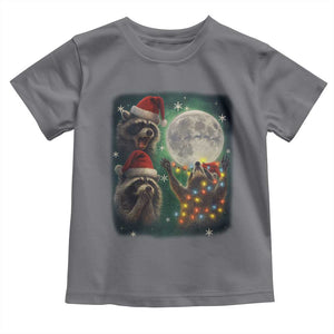Funny Three Raccoons With The Moon Christmas Toddler T Shirt Santa Sleigh TS11 Charcoal Print Your Wear