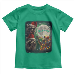 Funny Three Raccoons With The Moon Christmas Toddler T Shirt Santa Sleigh TS11 Irish Green Print Your Wear
