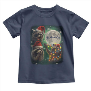 Funny Three Raccoons With The Moon Christmas Toddler T Shirt Santa Sleigh TS11 Navy Print Your Wear