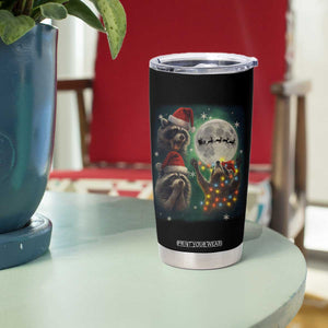Funny Three Raccoons With The Moon Christmas Tumbler Cup Santa Sleigh TS11 Print Your Wear