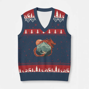 Funny Dragon Tabletop RPG Dice Game V-Neck Knit Sweater Vest TS11 Navy Red Print Your Wear