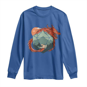 Funny Dragon Tabletop RPG Dice Game Long Sleeve Shirt TS11 Royal Blue Print Your Wear