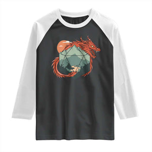Funny Dragon Tabletop RPG Dice Game Raglan Shirt TS11 Black White Print Your Wear