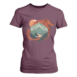 Funny Dragon Tabletop RPG Dice Game T Shirt For Women TS11 Maroon Print Your Wear