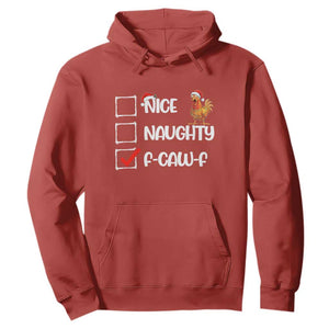 Funny F Caw F Chicken Christmas Hoodie Nice Naughty Cartoon Rooster Poultry Animal TS11 Red Print Your Wear