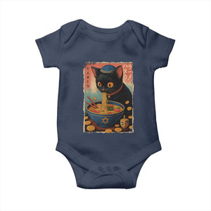 Cat Ramen Hanukkah Baby Onesie Japanese Kawaii Anime Chanukah Cat TS11 Navy Print Your Wear