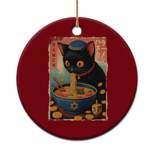 Cat Ramen Hanukkah Ceramic Ornament Japanese Kawaii Anime Chanukah Cat - Print Your Wear