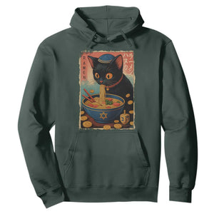 Cat Ramen Hanukkah Hoodie Japanese Kawaii Anime Chanukah Cat TS11 Dark Forest Green Print Your Wear