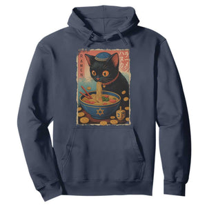 Cat Ramen Hanukkah Hoodie Japanese Kawaii Anime Chanukah Cat TS11 Navy Print Your Wear