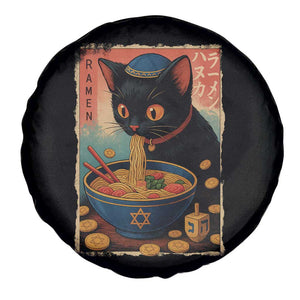 Cat Ramen Hanukkah Spare Tire Cover Japanese Kawaii Anime Chanukah Cat TS11 Print Your Wear