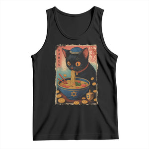 Cat Ramen Hanukkah Tank Top Japanese Kawaii Anime Chanukah Cat TS11 Black Print Your Wear