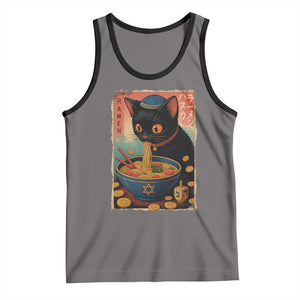 Cat Ramen Hanukkah Tank Top Japanese Kawaii Anime Chanukah Cat TS11 Deep Heather Black Print Your Wear