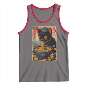 Cat Ramen Hanukkah Tank Top Japanese Kawaii Anime Chanukah Cat TS11 Deep Heather Red Print Your Wear