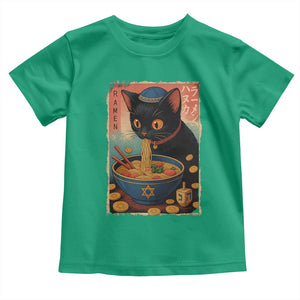 Cat Ramen Hanukkah Toddler T Shirt Japanese Kawaii Anime Chanukah Cat TS11 Irish Green Print Your Wear