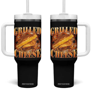 Grilled Cheese Tumbler With Handle Food Lover Funny Gag Weird Meme 90s TS11 One Size: 40 oz Black Print Your Wear
