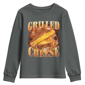 Grilled Cheese Youth Sweatshirt Food Lover Funny Gag Weird Meme 90s TS11 Dark Heather Print Your Wear