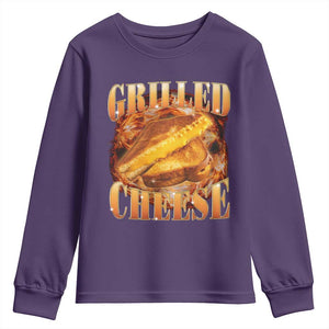 Grilled Cheese Youth Sweatshirt Food Lover Funny Gag Weird Meme 90s TS11 Purple Print Your Wear