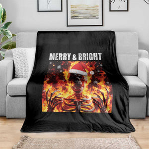 Funny Merry And Bright Throw Blanket Christmas Chaos Xmas Skeleton Fire Flames TS11 Print Your Wear