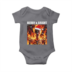 Funny Merry And Bright Baby Onesie Christmas Chaos Xmas Skeleton Fire Flames TS11 Charcoal Print Your Wear