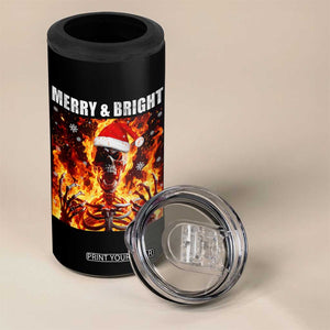 Funny Merry And Bright 4 in 1 Can Cooler Tumbler Christmas Chaos Xmas Skeleton Fire Flames TS11 Print Your Wear