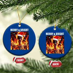 Funny Merry And Bright Ceramic Ornament Christmas Chaos Xmas Skeleton Fire Flames TS11 1pc Blue Print Your Wear