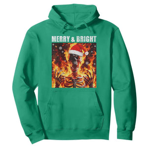 Funny Merry And Bright Hoodie Christmas Chaos Xmas Skeleton Fire Flames TS11 Irish Green Print Your Wear