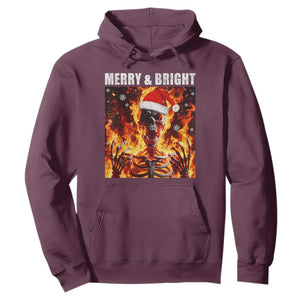 Funny Merry And Bright Hoodie Christmas Chaos Xmas Skeleton Fire Flames TS11 Maroon Print Your Wear