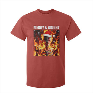 Funny Merry And Bright T Shirt For Kid Christmas Chaos Xmas Skeleton Fire Flames TS11 Red Print Your Wear