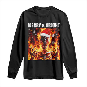 Funny Merry And Bright Long Sleeve Shirt Christmas Chaos Xmas Skeleton Fire Flames TS11 Black Print Your Wear