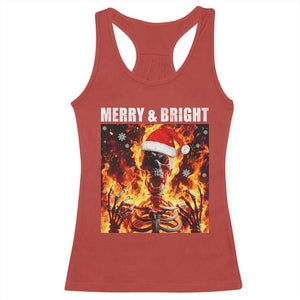 Funny Merry And Bright Racerback Tank Top Christmas Chaos Xmas Skeleton Fire Flames TS11 Red Print Your Wear