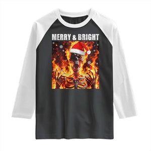 Funny Merry And Bright Raglan Shirt Christmas Chaos Xmas Skeleton Fire Flames TS11 Black White Print Your Wear