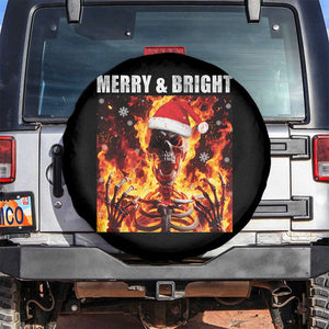 Funny Merry And Bright Spare Tire Cover Christmas Chaos Xmas Skeleton Fire Flames TS11 No hole Black Print Your Wear