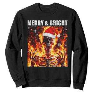Funny Merry And Bright Sweatshirt Christmas Chaos Xmas Skeleton Fire Flames TS11 Black Print Your Wear