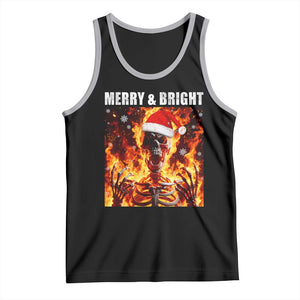 Funny Merry And Bright Tank Top Christmas Chaos Xmas Skeleton Fire Flames TS11 Black Athletic Heather Print Your Wear