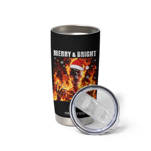 Funny Merry And Bright Tumbler Cup Christmas Chaos Xmas Skeleton Fire Flames TS11 Print Your Wear