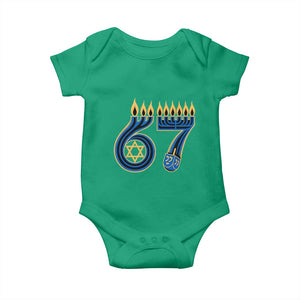 Funny 67 Hanukkah Baby Onesie Chanukah Menorah Dreidel Star Of David Six Seven Meme TS11 Irish Green Print Your Wear